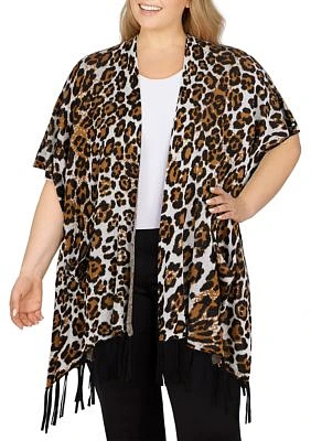 Plus Size Animal Jacquard Wrap Sweater