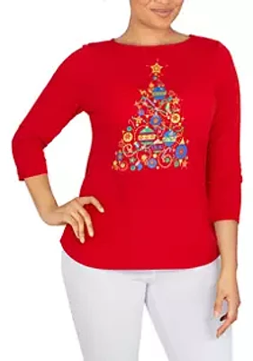 Ruby Rd Women's Holiday Tree Top