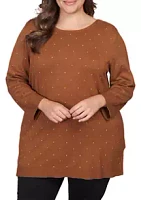 Ruby Rd Plus Stud Embellished Tunic Sweater