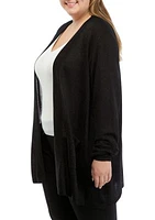 Plus Open Front Metallic Cardigan