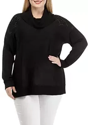Ruby Rd Plus Embellished Metallic Pullover