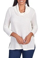 Petite Sequin Knit Cowl Neck Top