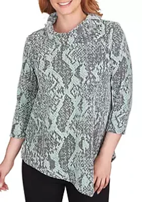 Ruby Rd Petite Chenille Snakeskin Jacquard Top