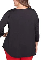 Plus Studded Silk Draped Cowl Neck Top