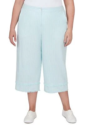 Plus Cotton Denim Wide Leg Pants