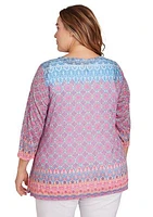 Plus Embroidered Geometric Top