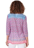 Petite Embroidered Geometric Top