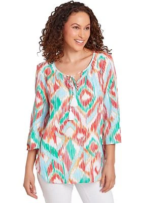 Women's Polynesian Ikat Print Top