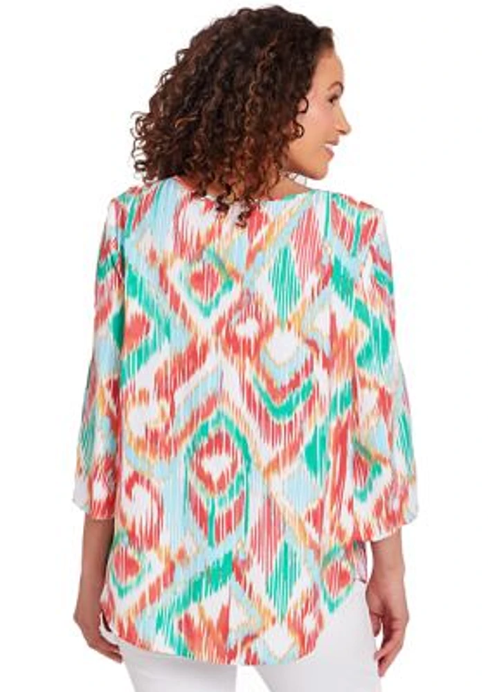 Women's Polynesian Ikat Print Top