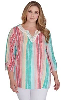 Women's Wavy Metallic Stripe Top