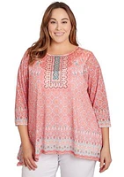 Women's Embellished Geo Print Top