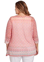 Women's Embellished Geo Print Top