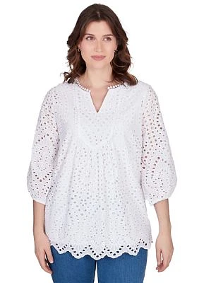 Women's Embroidered Eyelet Top