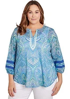 Women's Paisley Burnout Lace Top