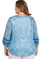 Women's Paisley Burnout Lace Top