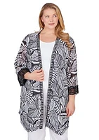 Plus Tropical Leaf Cardigan