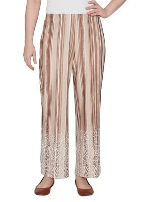 Plus Boho Stripe Puff Print Wide Leg Pants