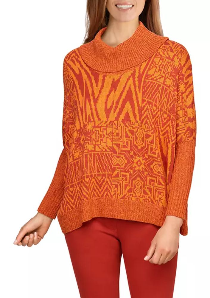 Belk Women's Oversized Patchwork Printed Sweater | The Summit