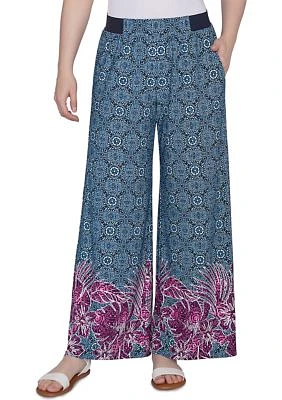 Women's Tropical Border Crepe Wide Leg Pants