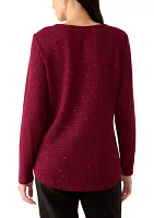 Women's Scoop Neck With Diamond Detail Sequin Knit Top