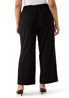 Plus Pull-On Wide Leg Light Weight Trouser Pants