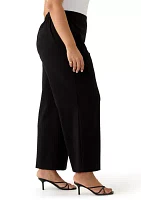 Plus Pull-On Wide Leg Light Weight Trouser Pants