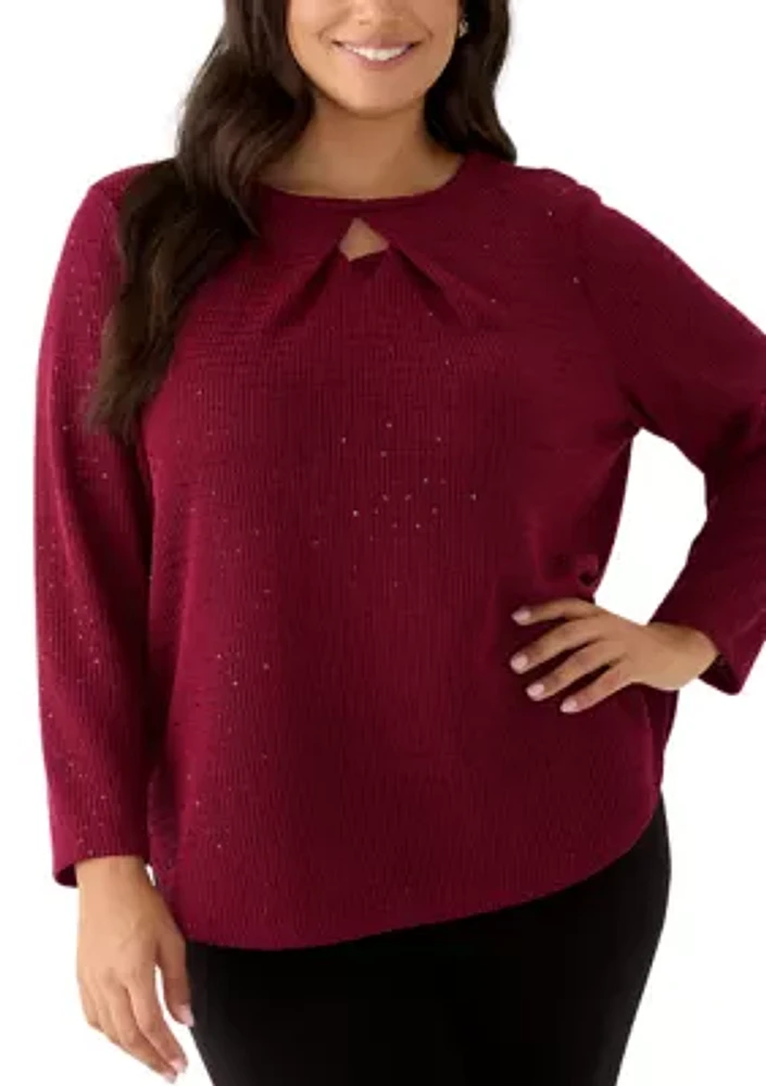 Scoop Neck With Diamond Detail Sequin Knit Top