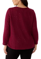 Scoop Neck With Diamond Detail Sequin Knit Top