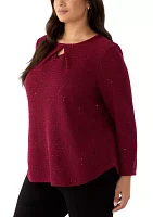 Scoop Neck With Diamond Detail Sequin Knit Top