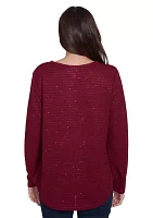 Petite Scoop Neck with Diamond Detail Sequin Knit Top