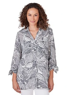 Women's Silky Leaf Print Top