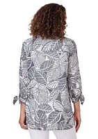 Women's Silky Leaf Print Top