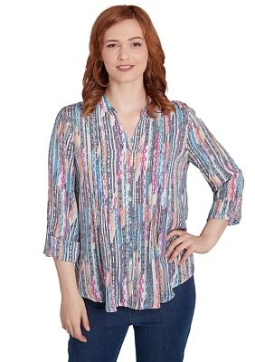 Diamond Ikat Stripe Button Down Top