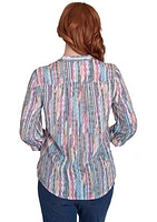 Diamond Ikat Stripe Button Down Top