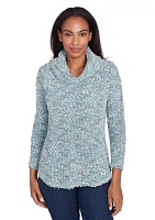 Women's Cowl Neck Cozy Boucle Knit Top