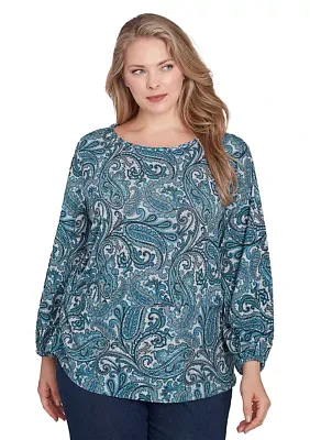 Plus Paisley Hatchi Twist Front Top