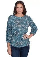 Petite Paisley Hacci Twist Front Top