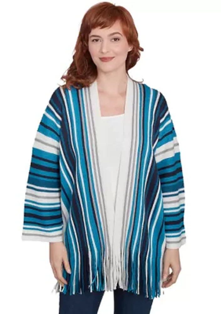 Petite Open Multi Stripe Cardigan