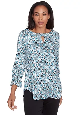 Petite Foulard Tile Dew Drop Knit Top