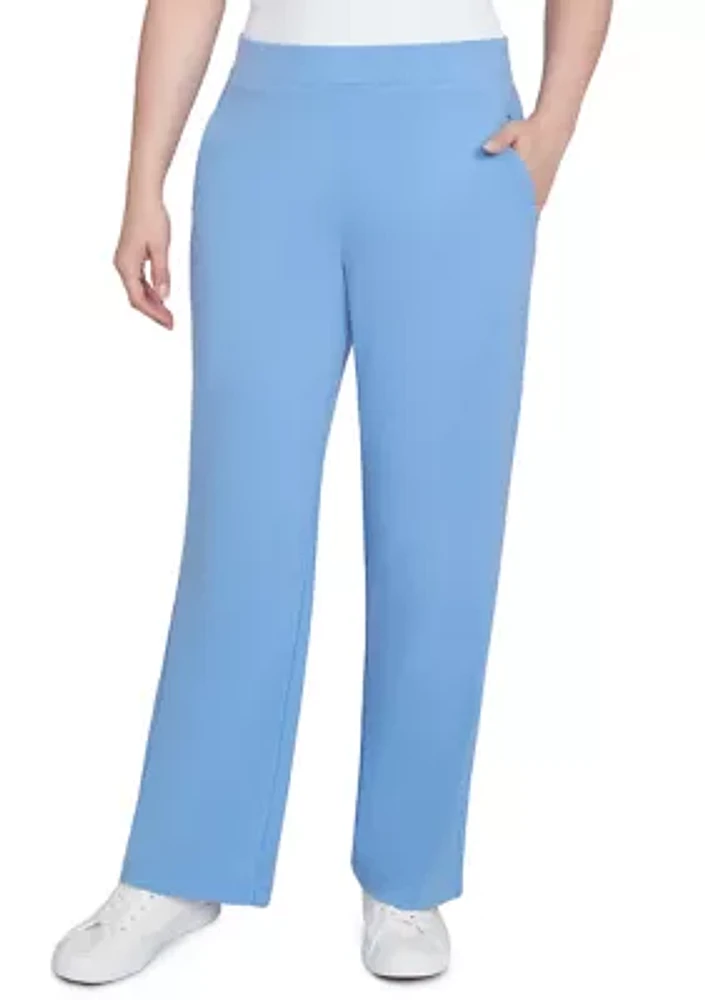 Women's Luxe Stretch Rib Knit Straight Leg Pull On Pants