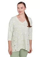 Women's Swirl Jacquard Button Knit Top