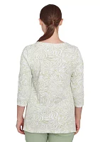 Women's Swirl Jacquard Button Knit Top