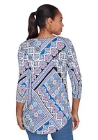 Women's Patchwork Print Knit Top