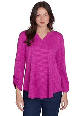 Women's Solid Textural Knit Top