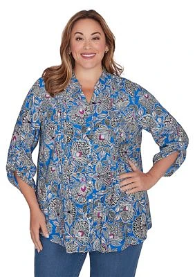 Plus Floral Printed Rayon Top