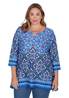 Plus Puffed Printed Top