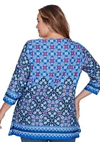 Plus Puffed Printed Top