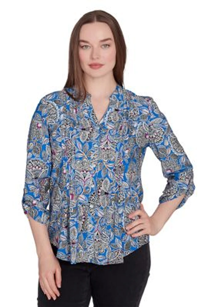 Petite Floral Print Rayon Top