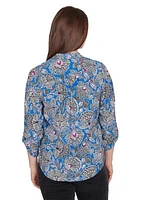 Petite Floral Print Rayon Top