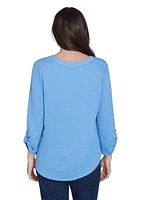 Petite Solid Textural Knit Top